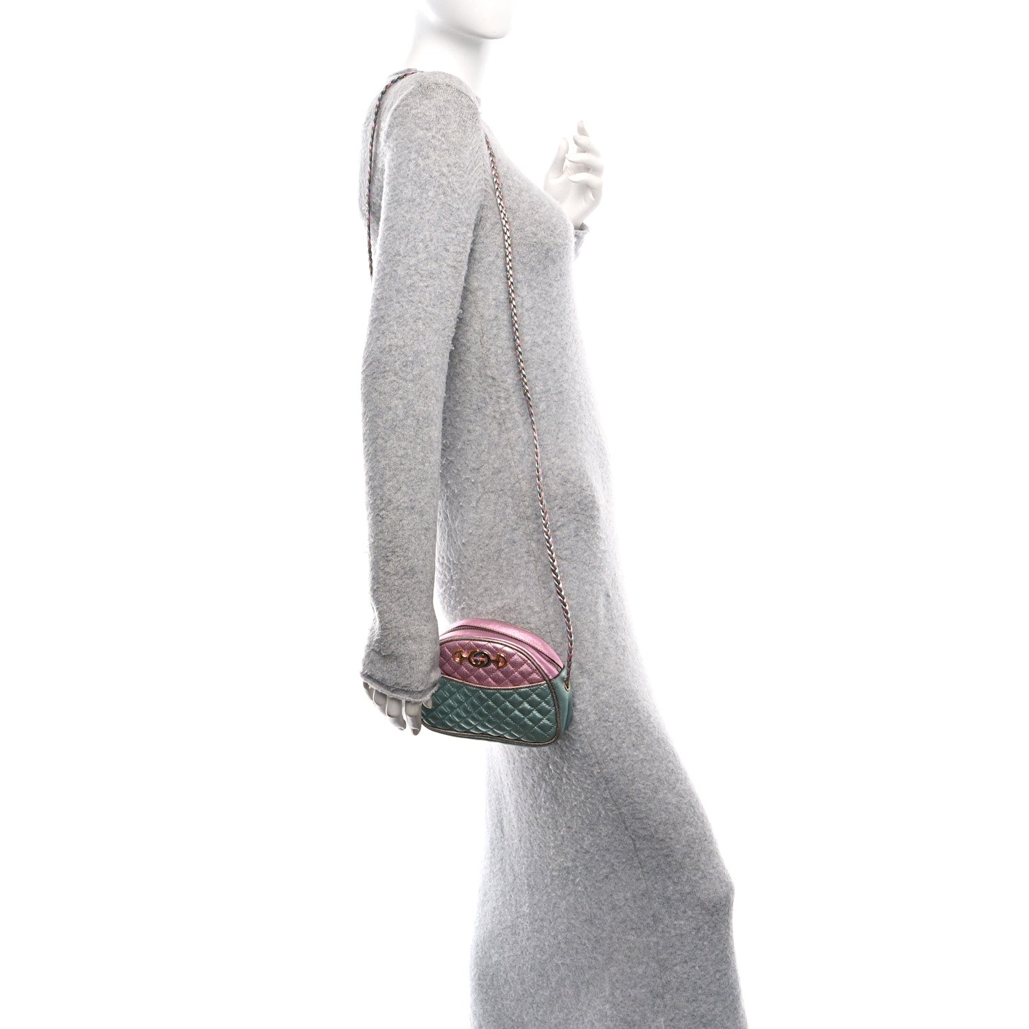 Laminated Nappa Trapuntata Mini Zumi Dome Shoulder Bag Rosa Lago Rame