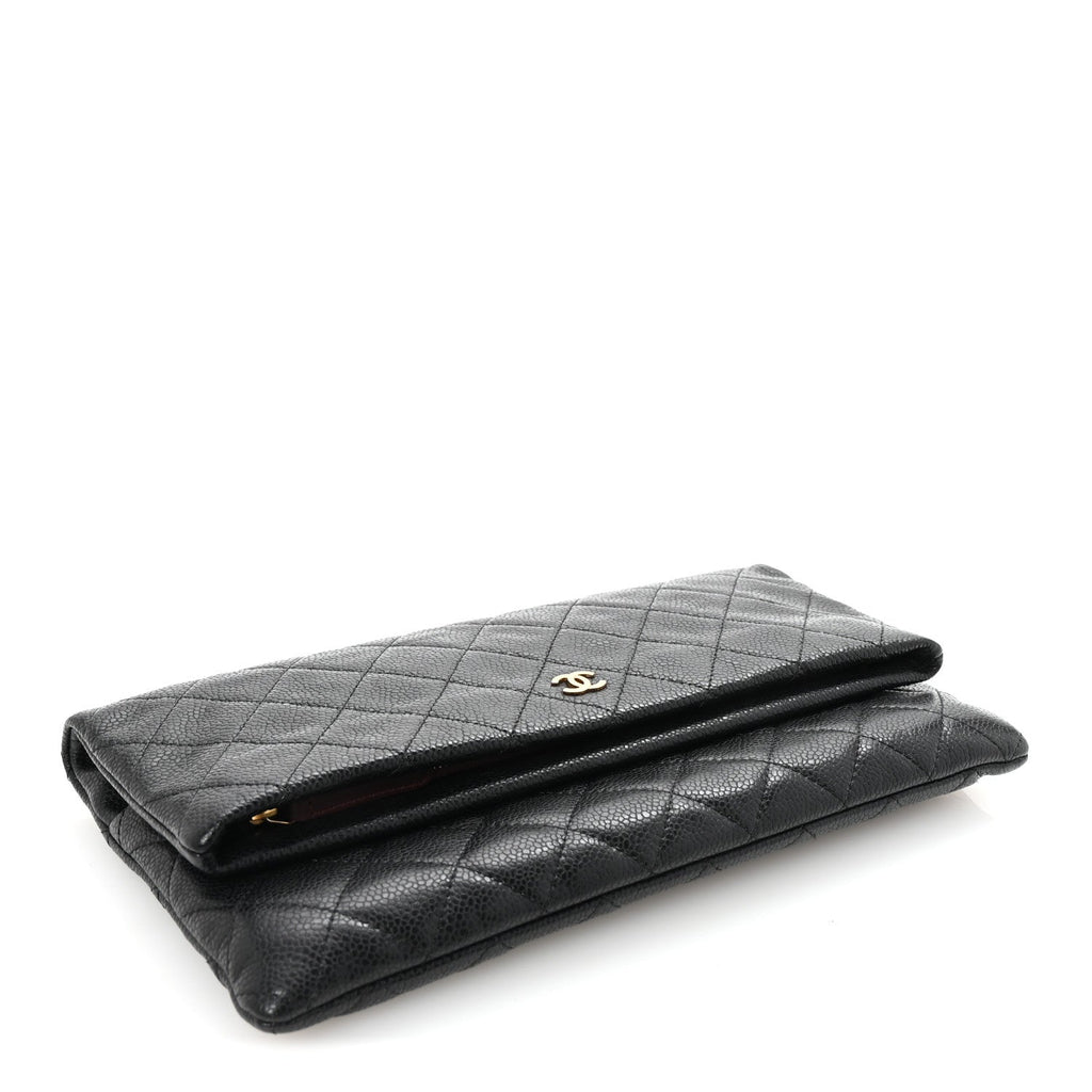 Caviar Quilted CC Beauty Clutch Black