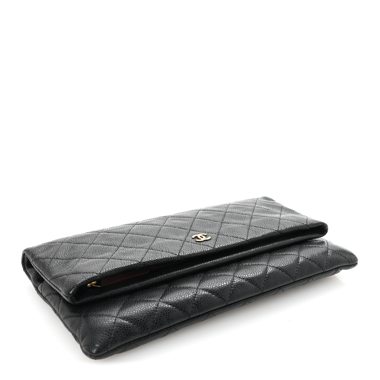 Caviar Quilted CC Beauty Clutch Black