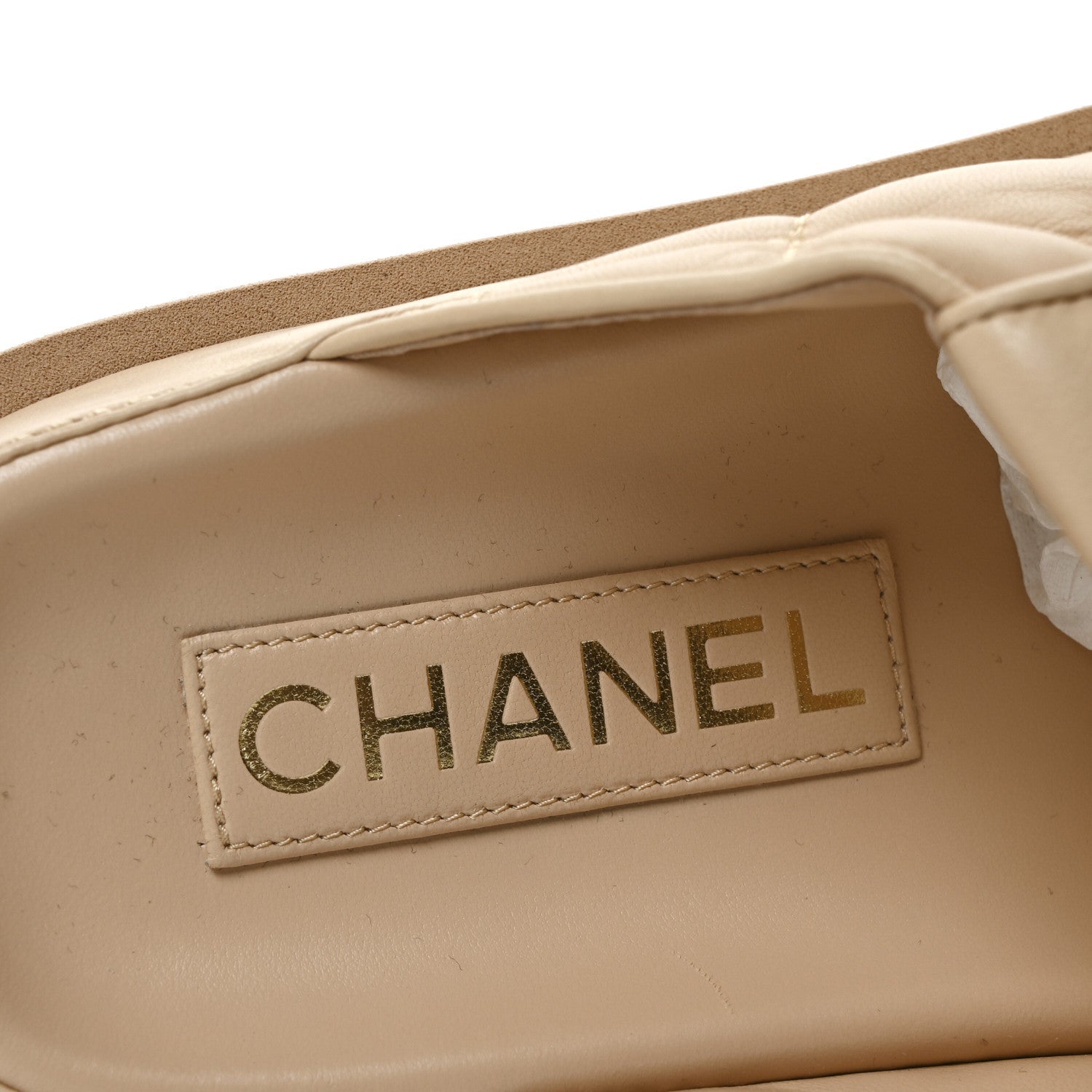 Lambskin Quilted CC Turnlock Mules  36 Beige