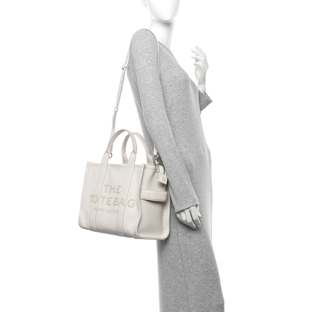 Grained Calfskin Medium The Tote Bag Cotton Silver