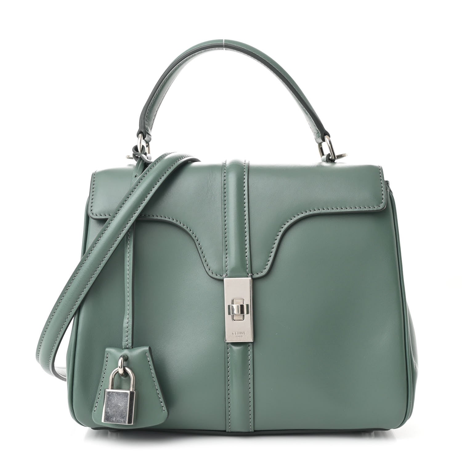 Satinated Calfskin Small 16 Top Handle Bag Celadon
