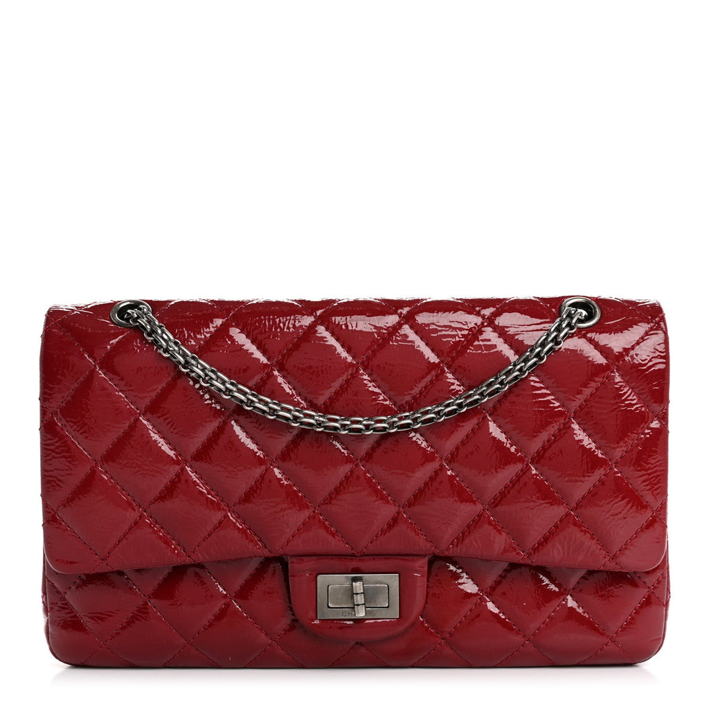 Distressed Patent Quilted 2.55 Reissue 227 Flap Raspberry Red