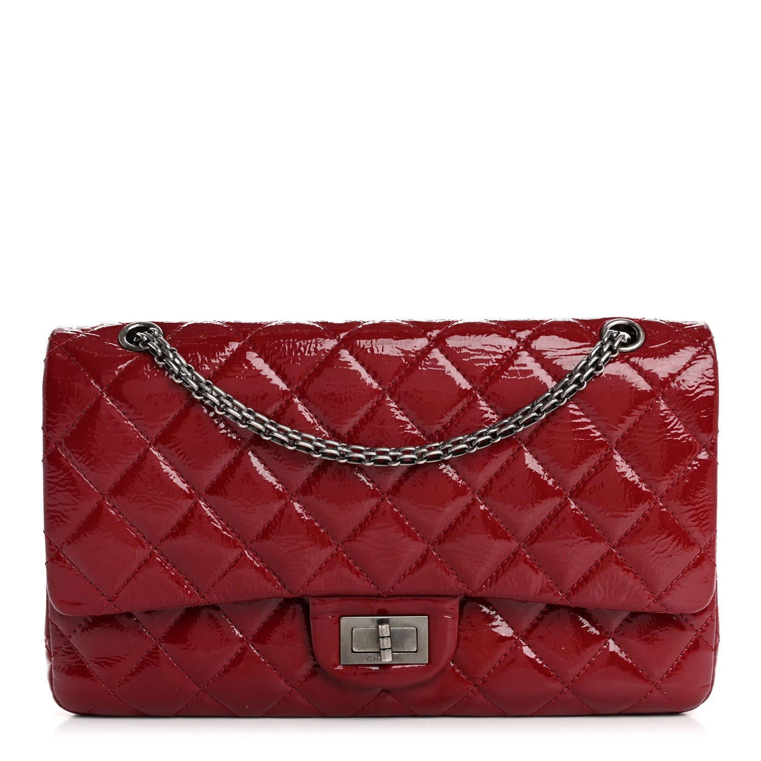 Distressed Patent Quilted 2.55 Reissue 227 Flap Raspberry Red