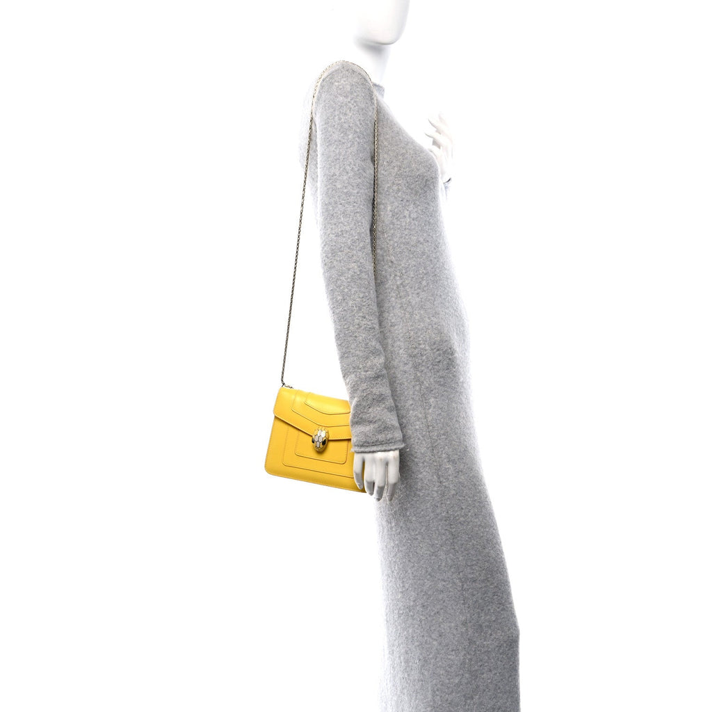 Calfskin Small Serpenti Forever Snake Strap Crossbody Bag Yellow Multicolor