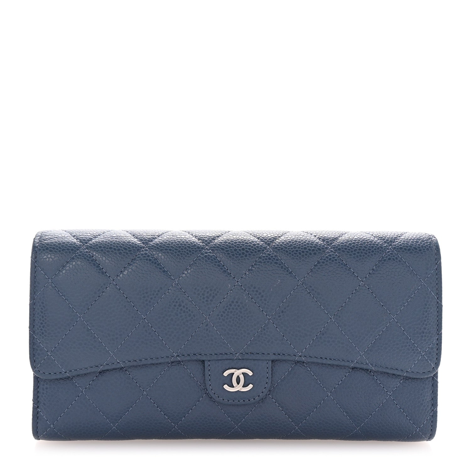 Caviar Quilted Travel Wallet Blue