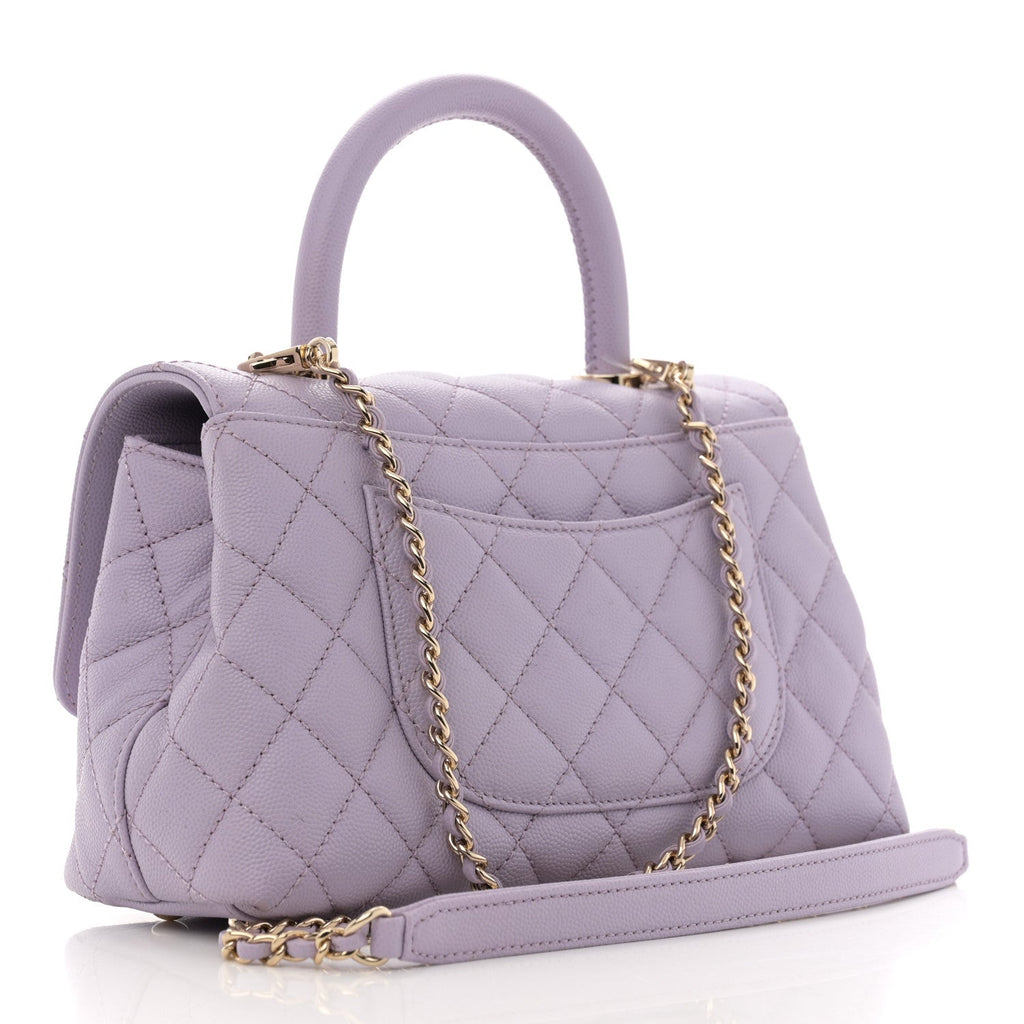 Caviar Quilted Mini Coco Handle Flap Light Purple
