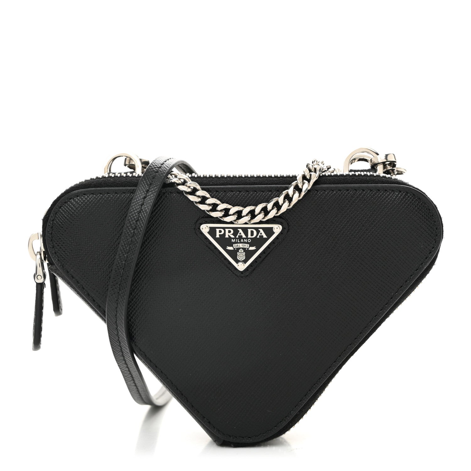 Saffiano Mini Triangle Crossbody Pouch Black