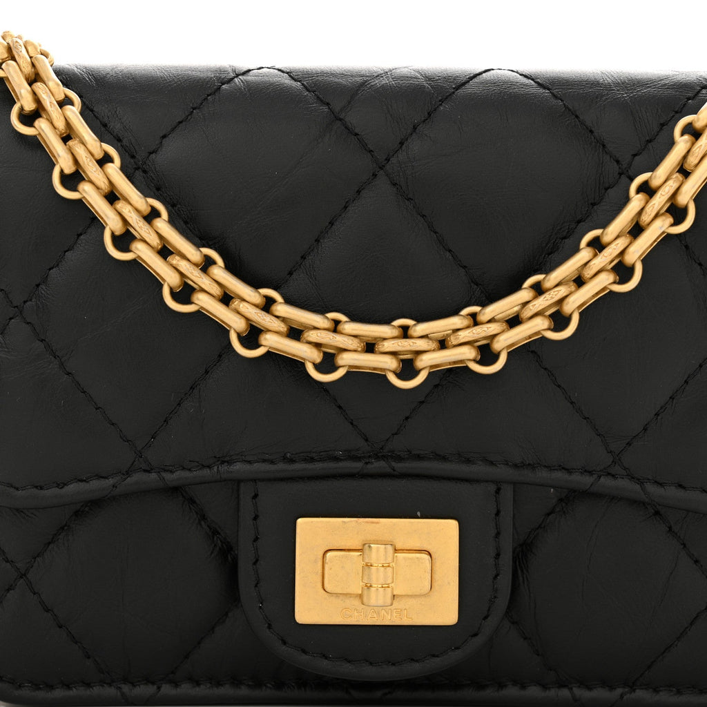 Aged Calfskin Quilted Reissue Belt Bag Black