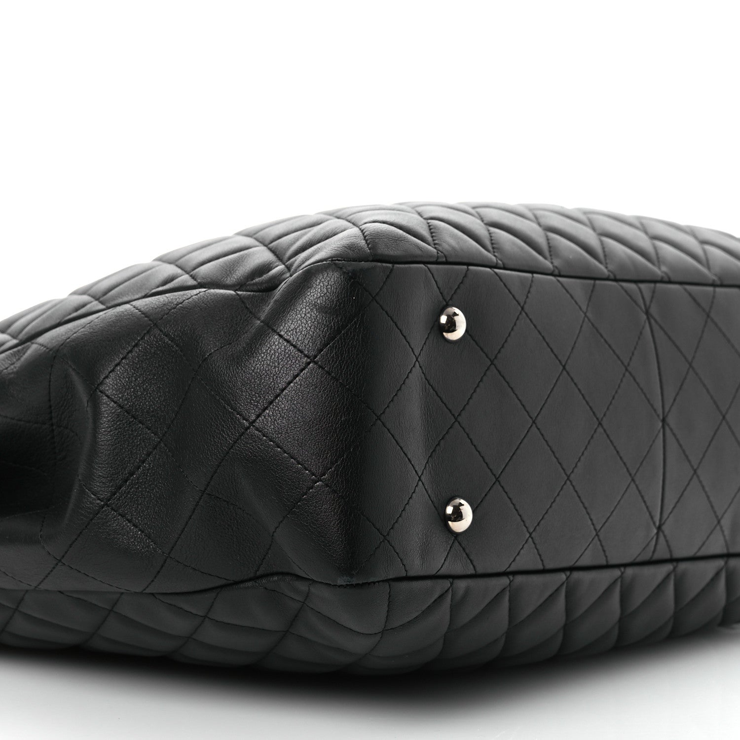 Calfskin Quilted Large CC Shopping Tote Black