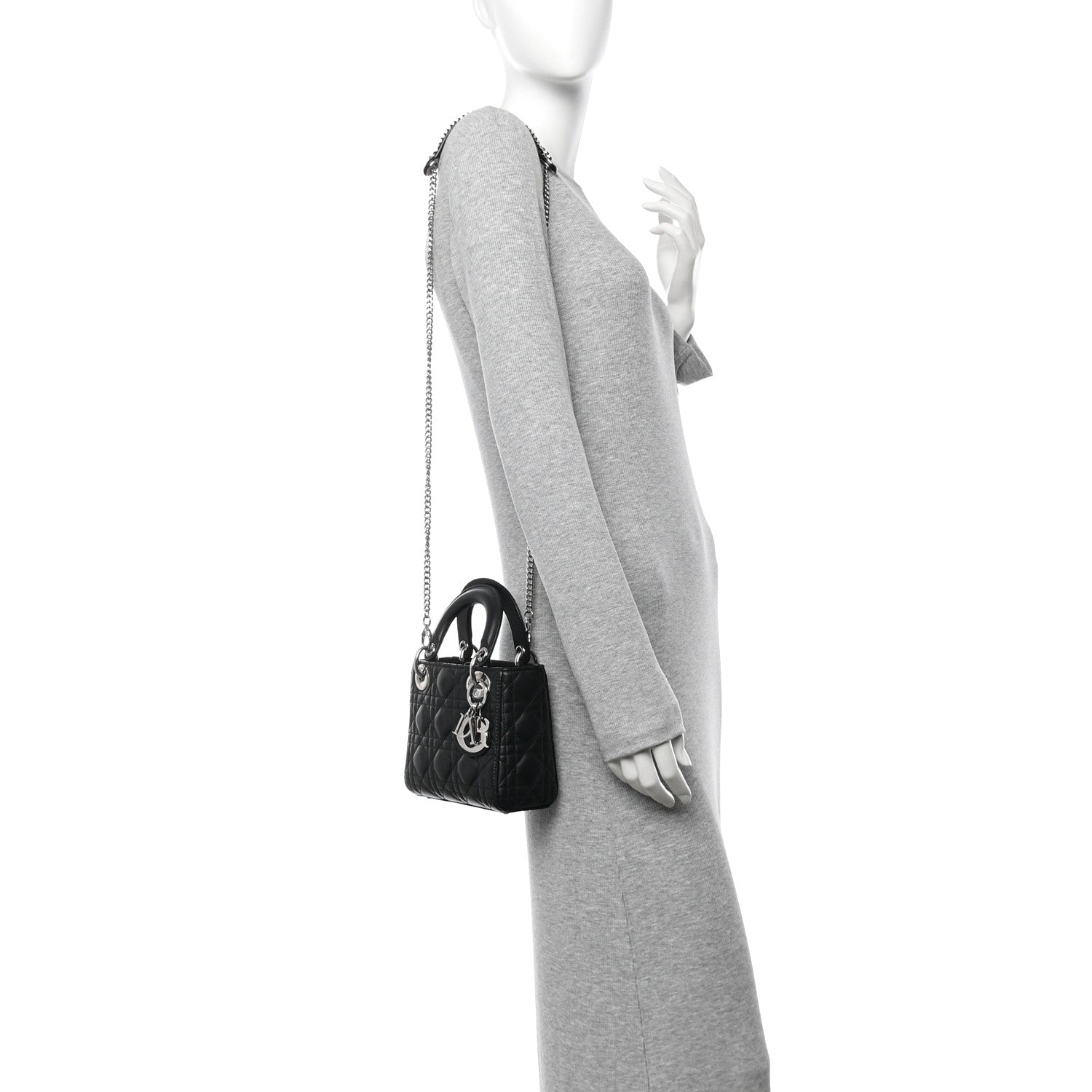Lambskin Cannage Mini Lady Dior Black