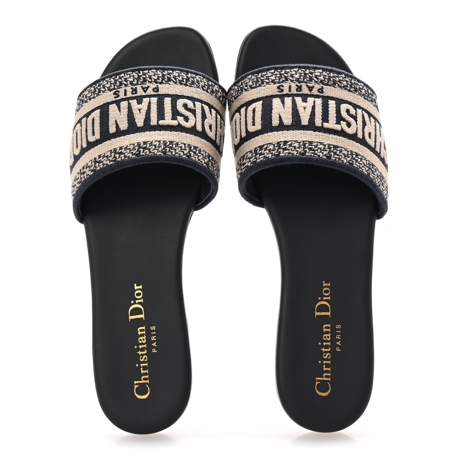 Canvas Embroidered Dway Mules Slide Sandals 35 Deep Blue