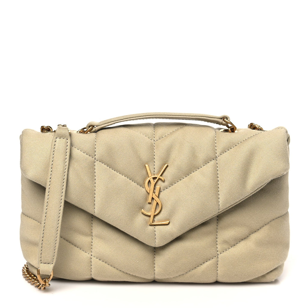 Canvas Quilted Toy Loulou Puffer Monogram Chain Satchel Cool Beige