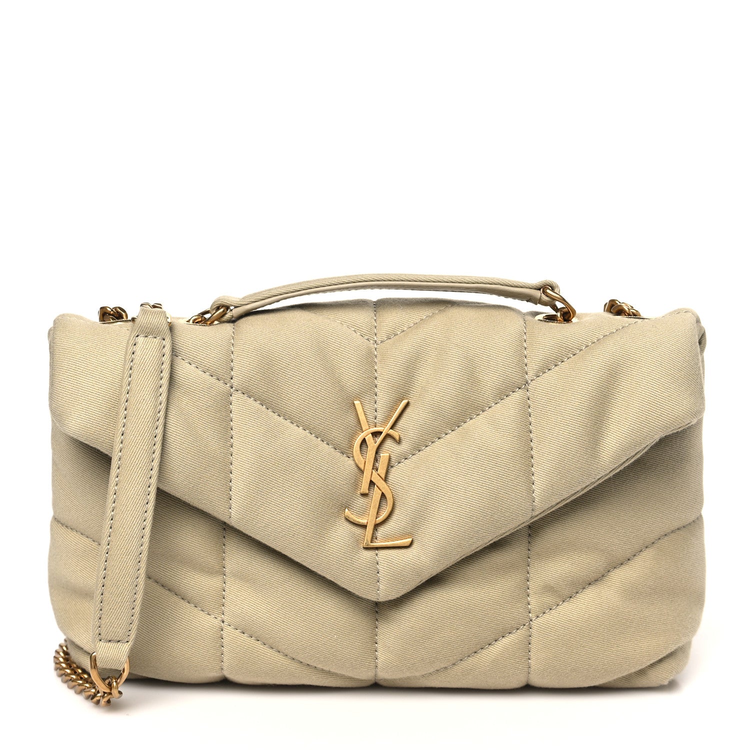 Canvas Quilted Toy Loulou Puffer Monogram Chain Satchel Cool Beige