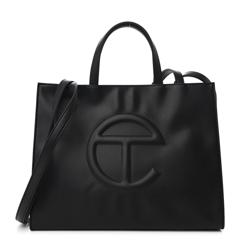 Vegan Leather Medium Shopping Bag Black