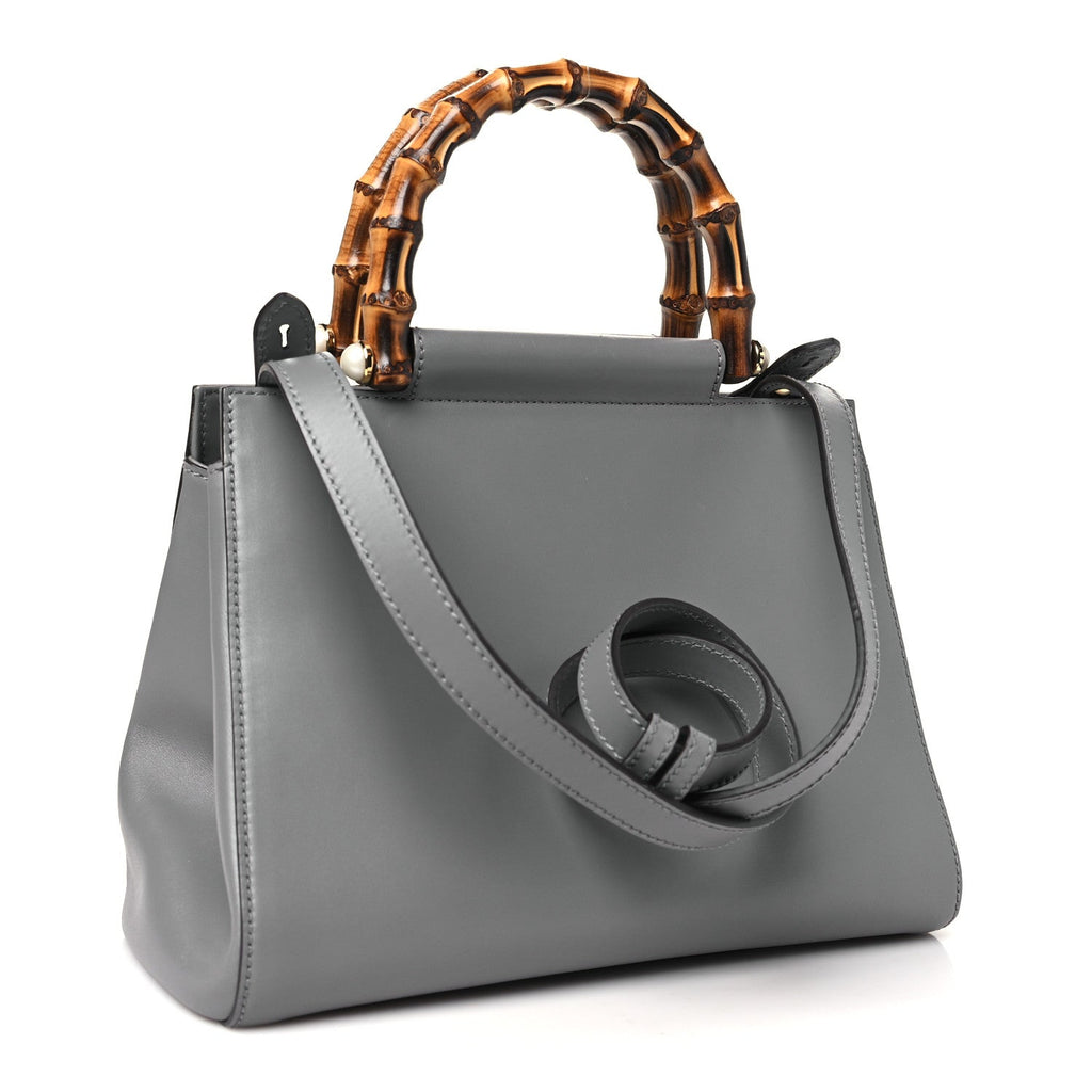 Nappa Bamboo Small Nymphaea Top Handle Bag Grey