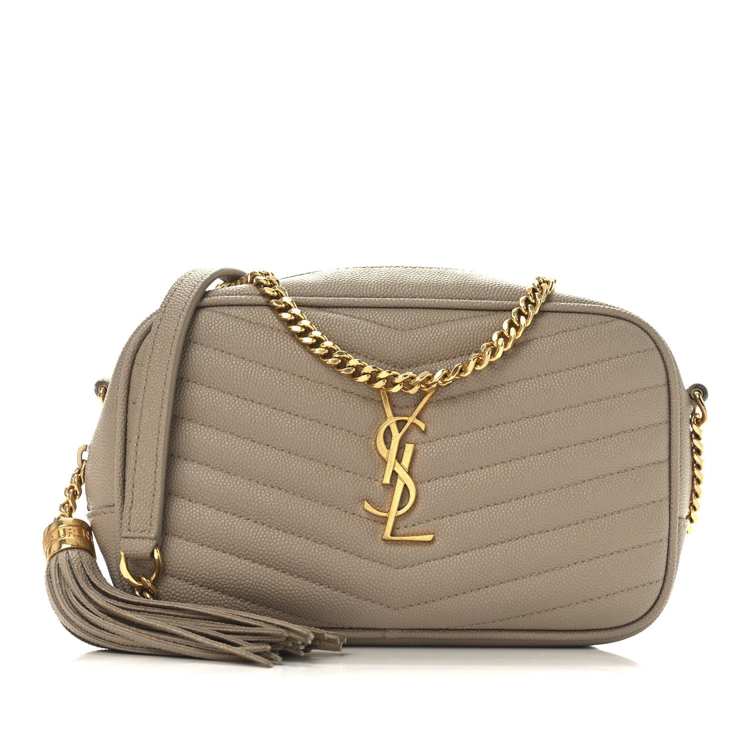 Grain De Poudre Matelasse Monogram Mini Lou Camera Bag Dark Beige