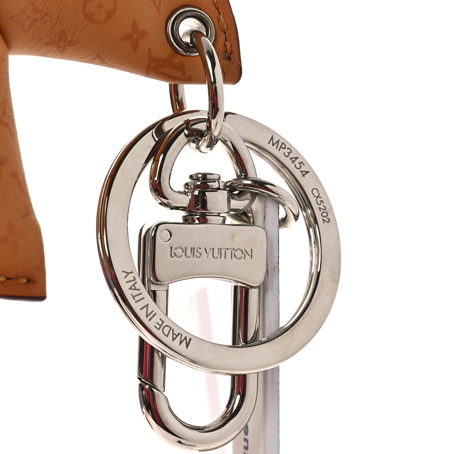 Calfskin Monogram Printed LV Fortune Cookie Bag Charm Key Holder Brown