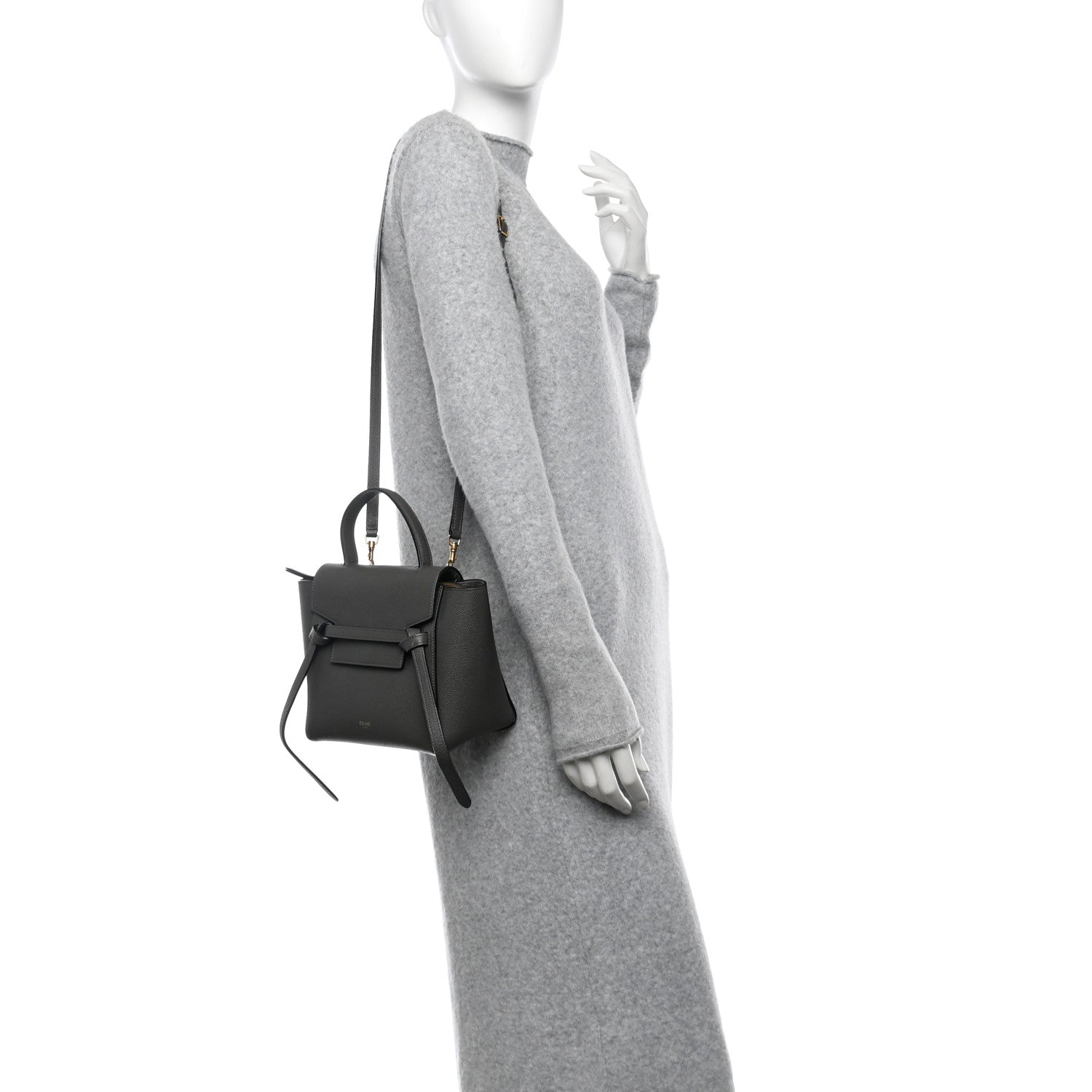 Grained Calfskin Nano Belt Bag Grey