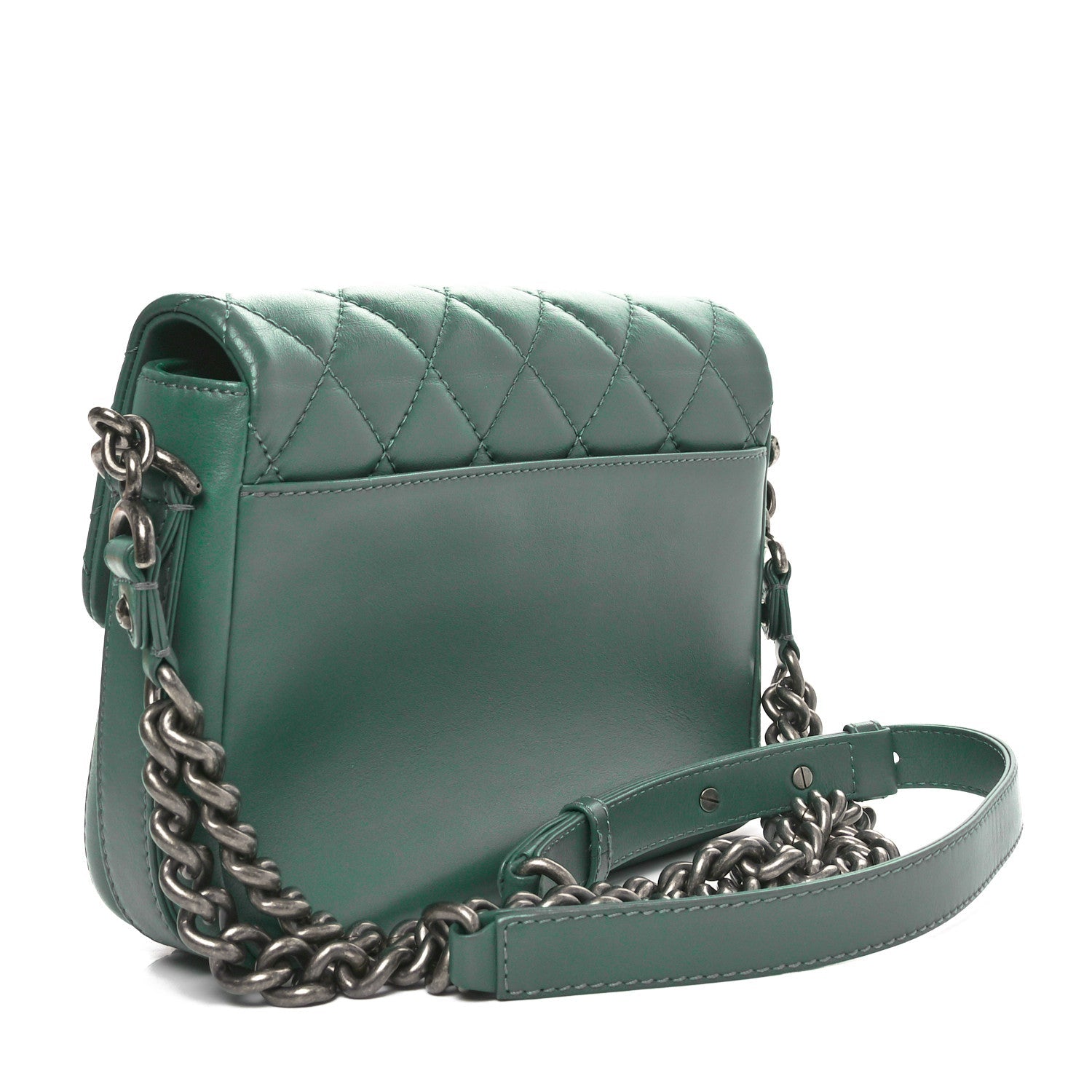 Calfskin Quilted Medium Rock My Shoulder Flap Green