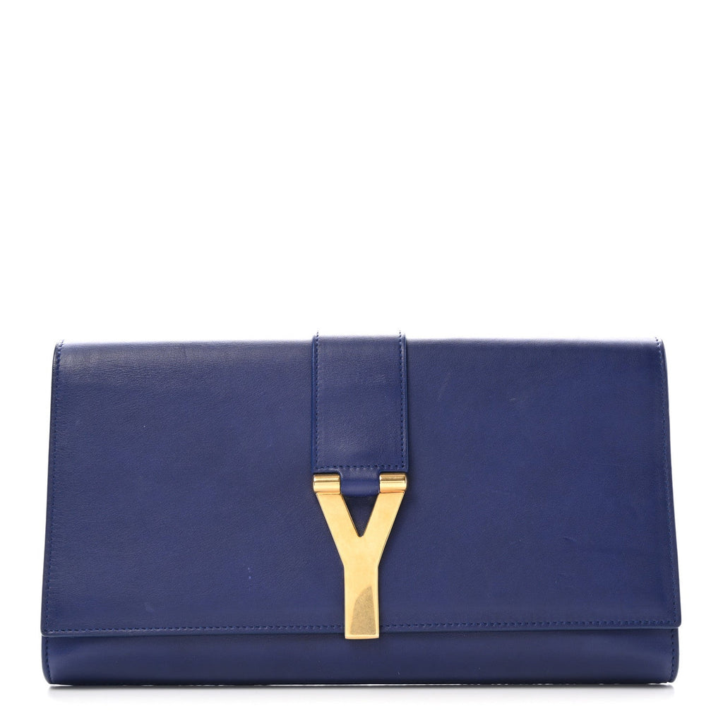 Calfskin Classic Y Ligne Clutch Royal Blue