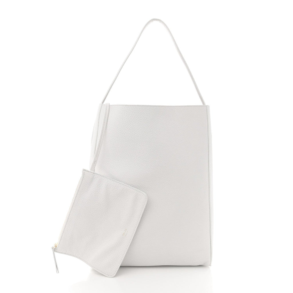 Pebbled Sport Calfskin Frida Tote Optic White