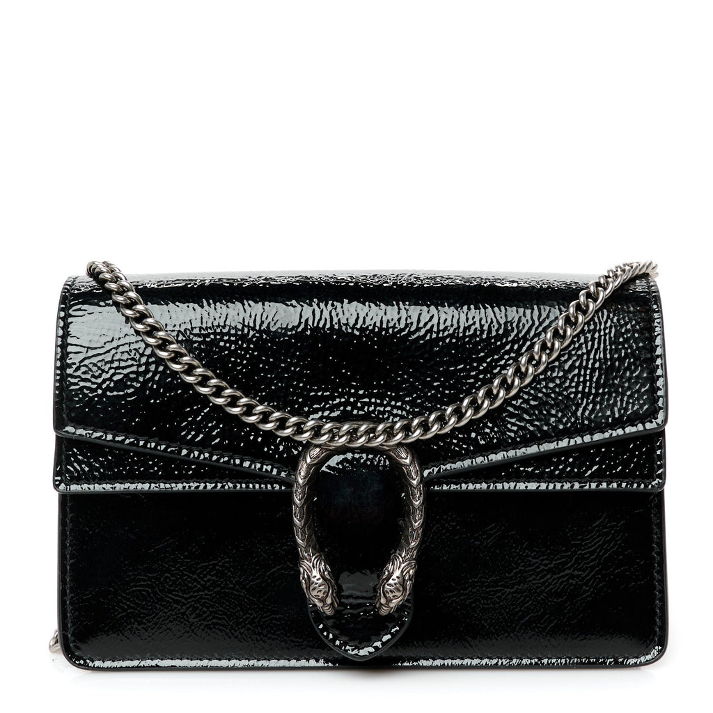 Crinkled Patent Mini Dionysus Shoulder Bag Black