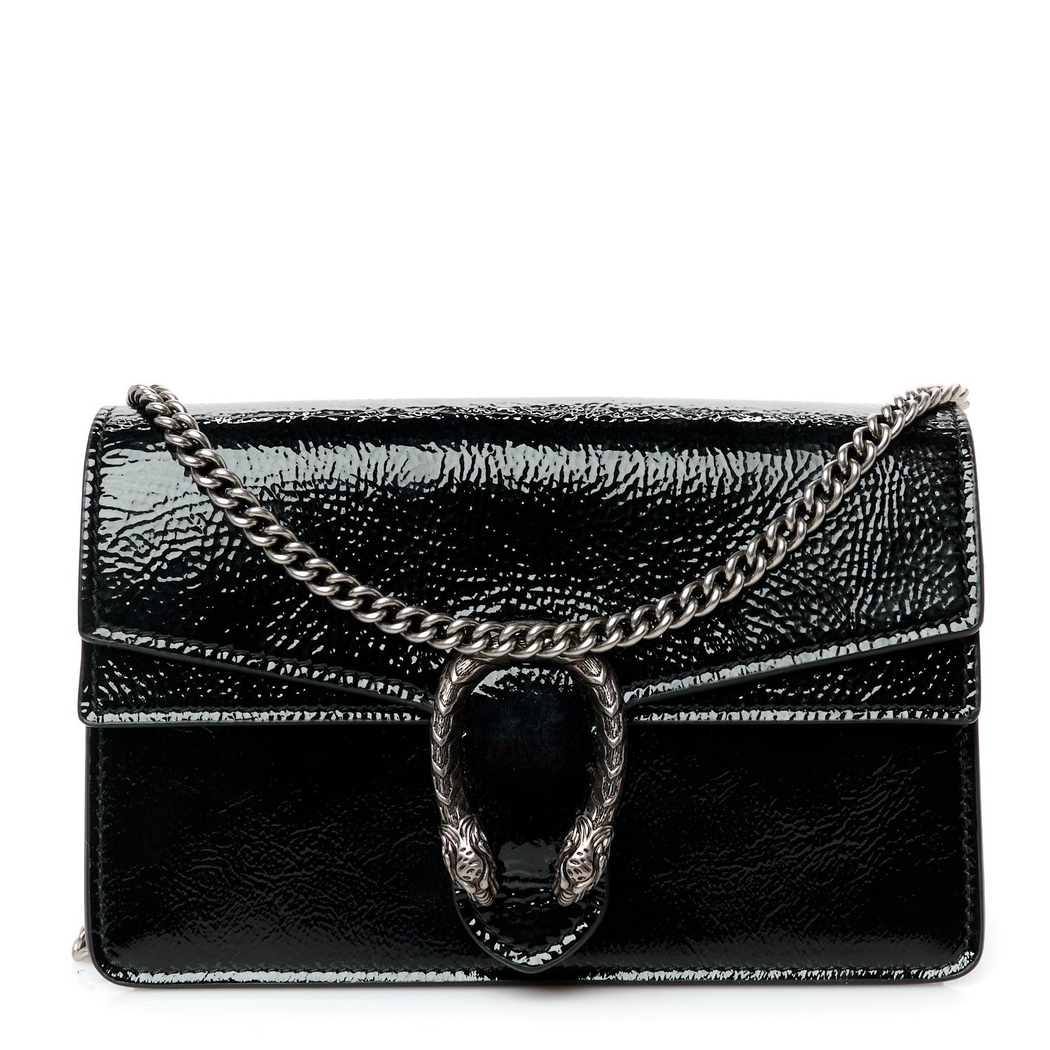 Crinkled Patent Mini Dionysus Shoulder Bag Black