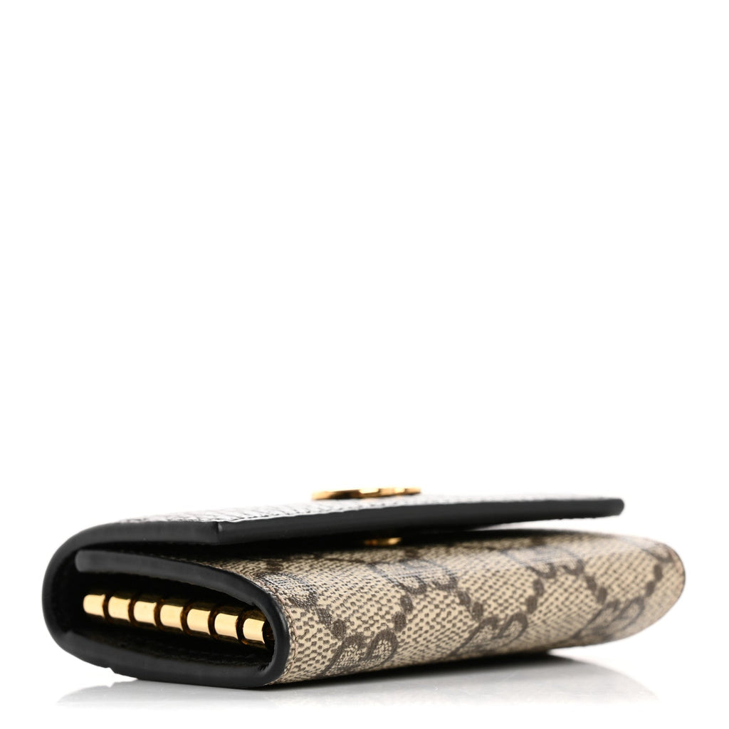 Dollar Calfskin GG Supreme Monogram GG Marmont 6 Key Holder Case Black Beige Ebony