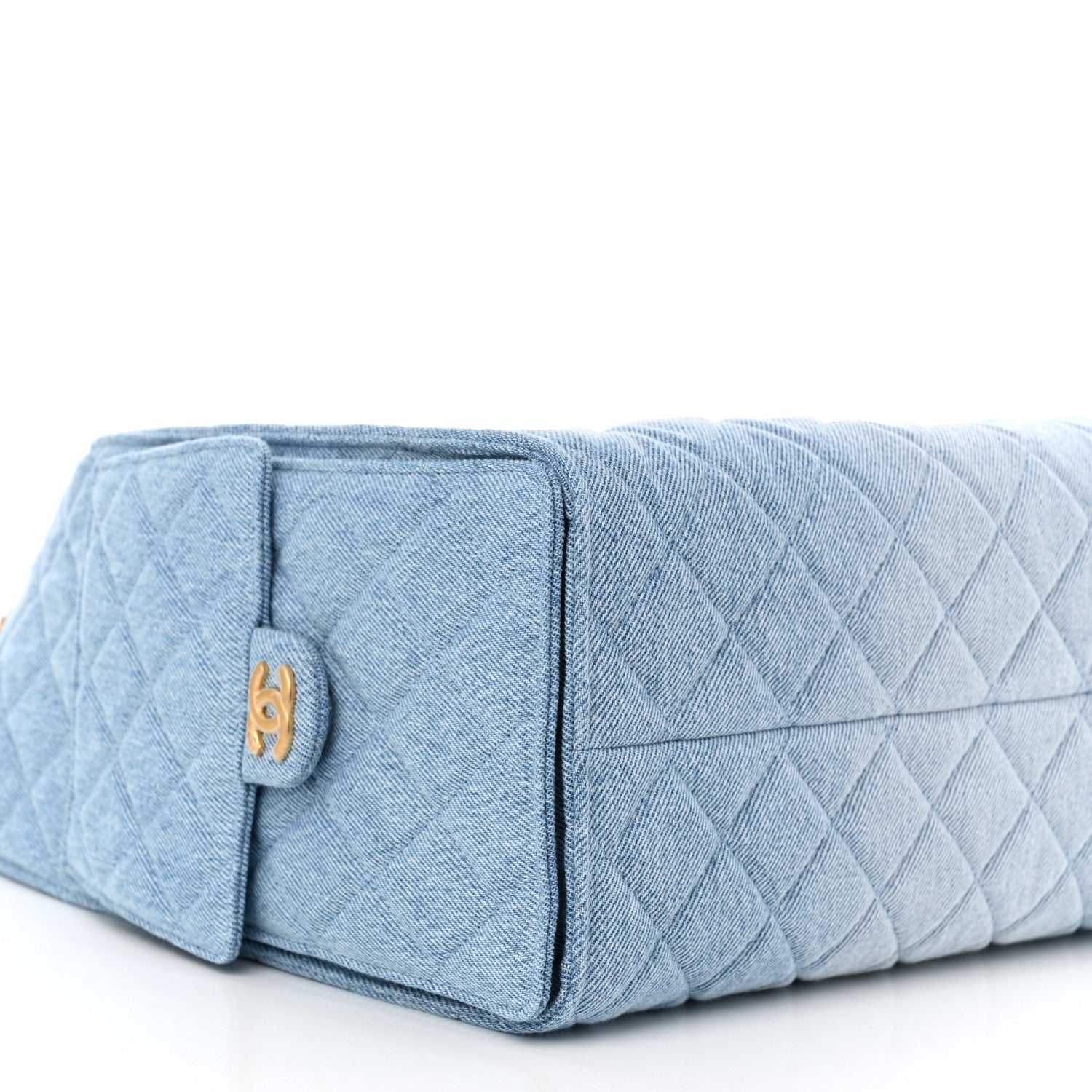 Washed Denim Quilted Medium Chanel 25 Handbag Blue