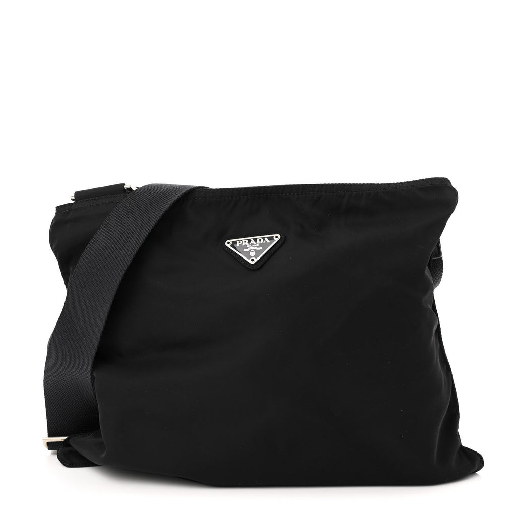 Nylon Vela Flat Messenger Bag Black