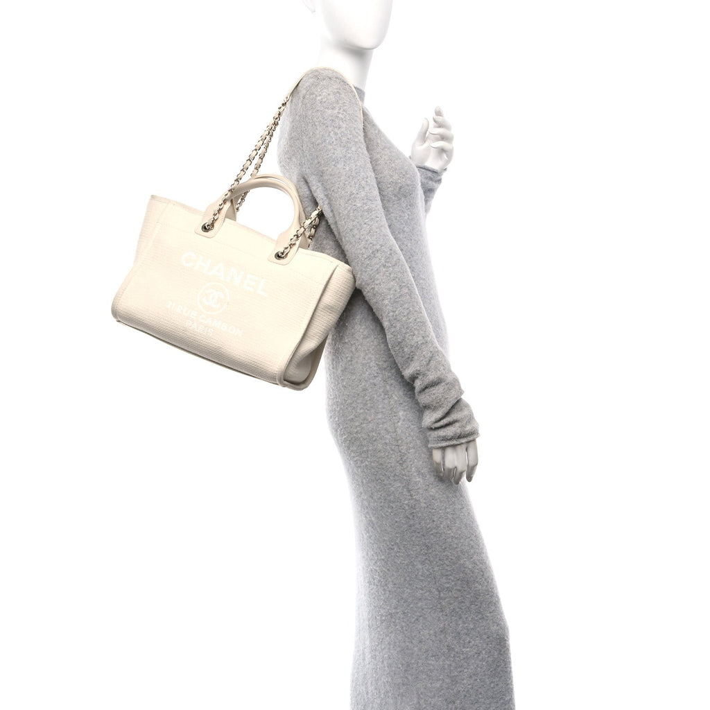 Mixed Fibers Small Deauville Tote White
