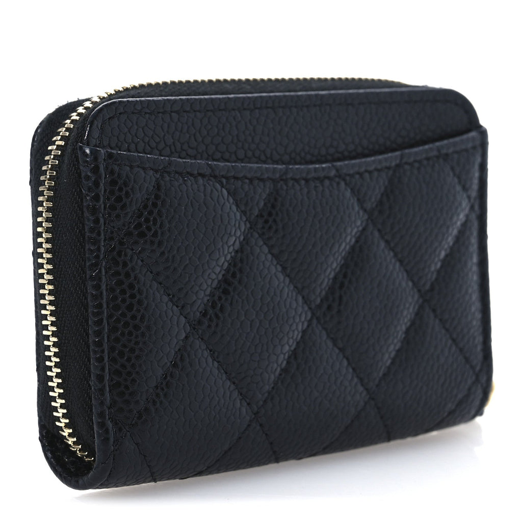 Caviar Quilted Zip Coin Purse Black