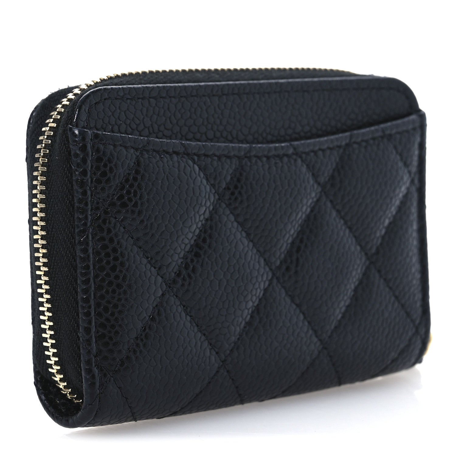 Caviar Quilted Zip Coin Purse Black