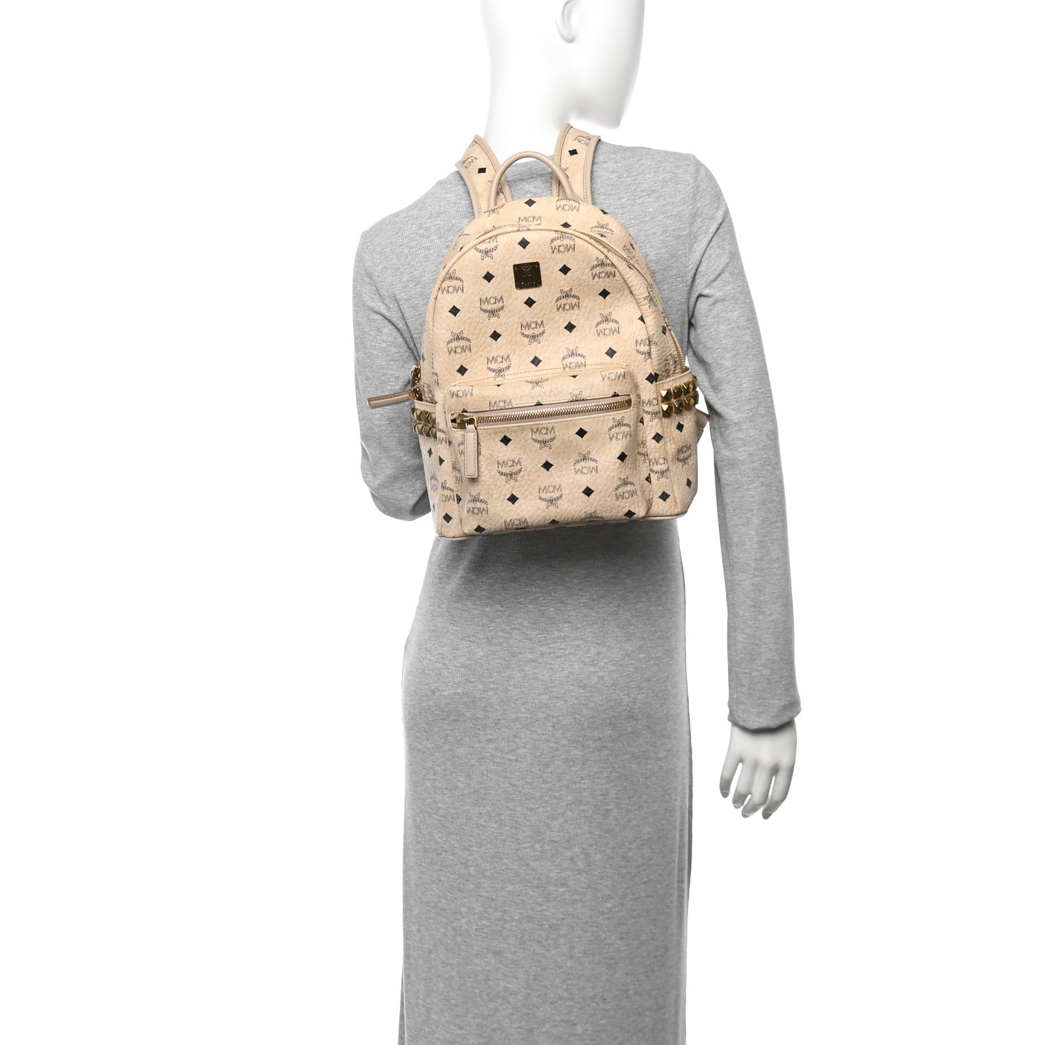 Visetos Small Side Stud Stark Backpack Beige