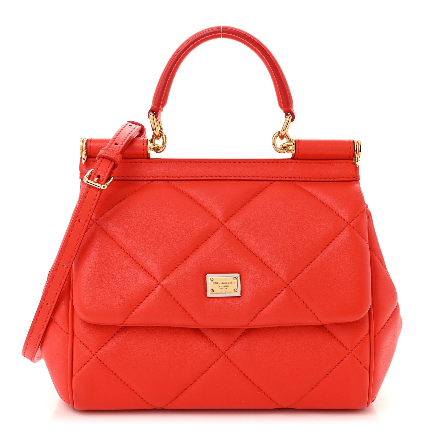 Calfskin Quilted Small Miss Sicily Satchel Red