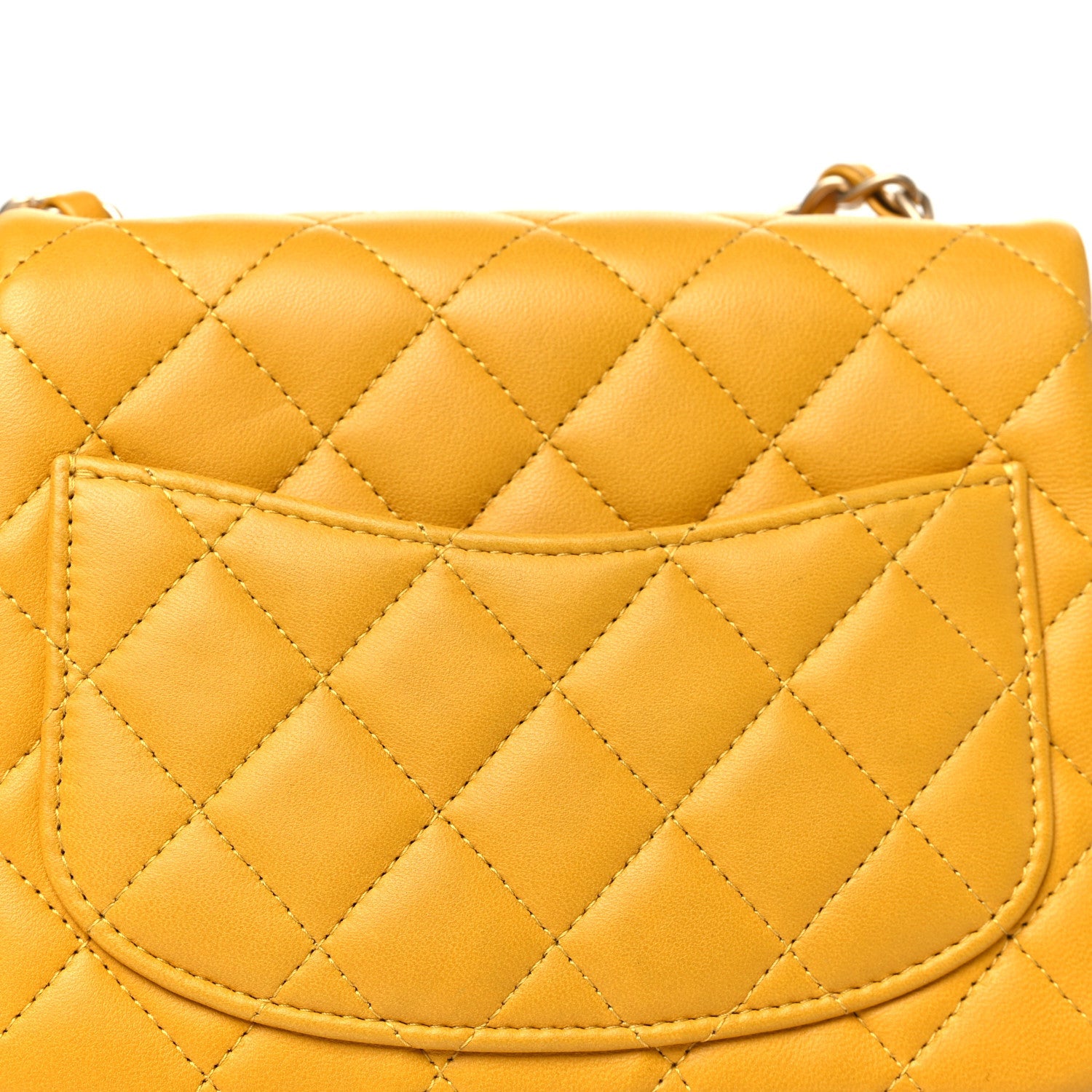 Lambskin Quilted Mini Square Flap Yellow