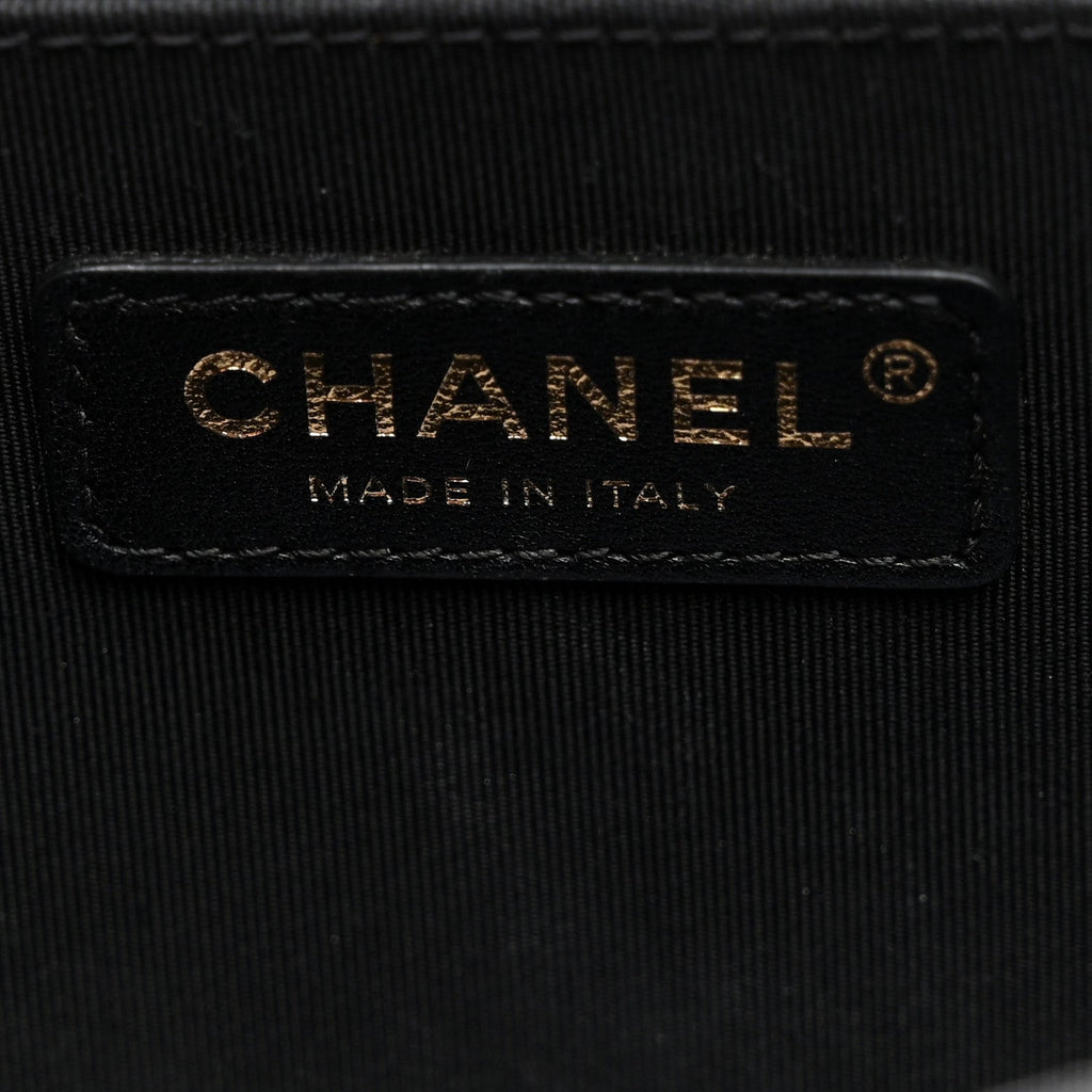 Metallic Calfskin Pleated Medium Boy In Rome Flap Black Gold