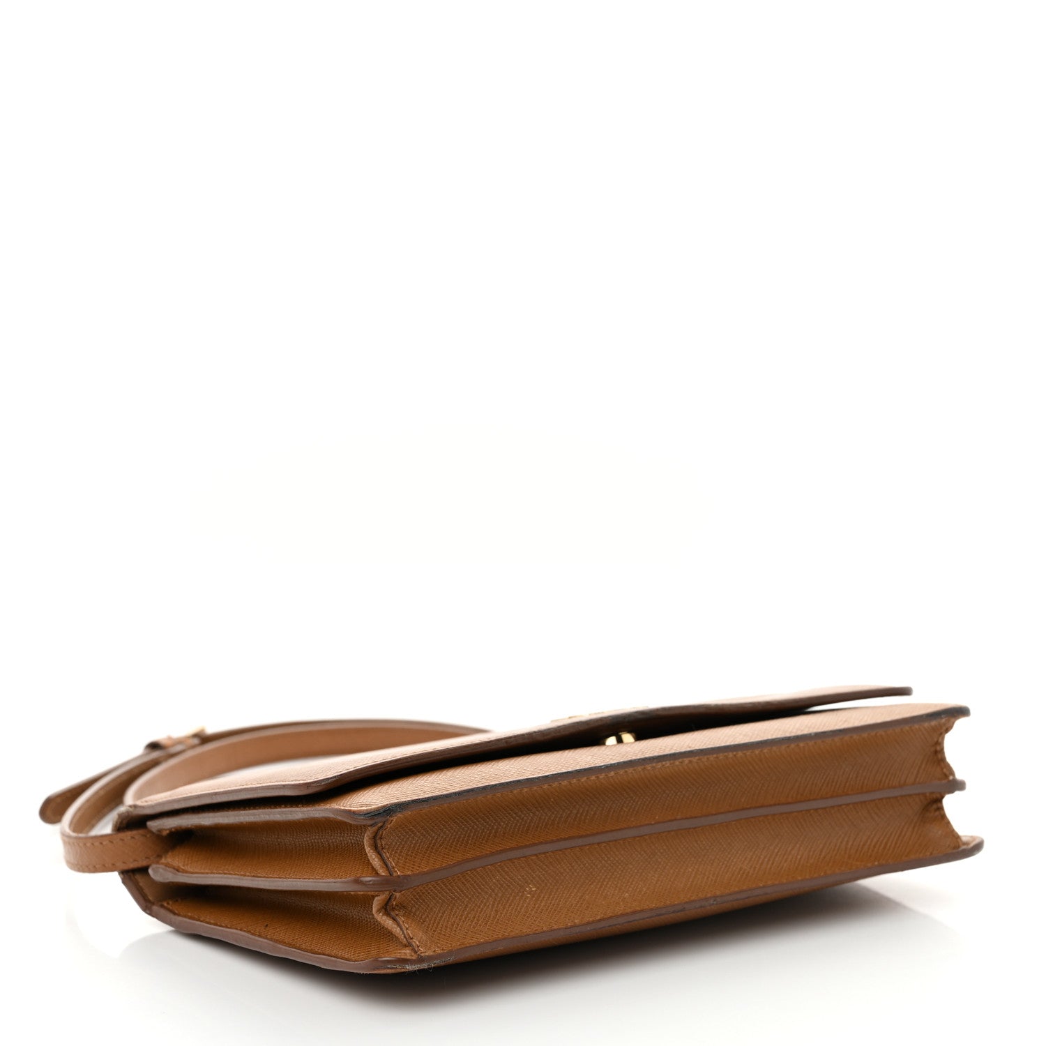 Saffiano Metal Flap Wallet With Strap Caramel