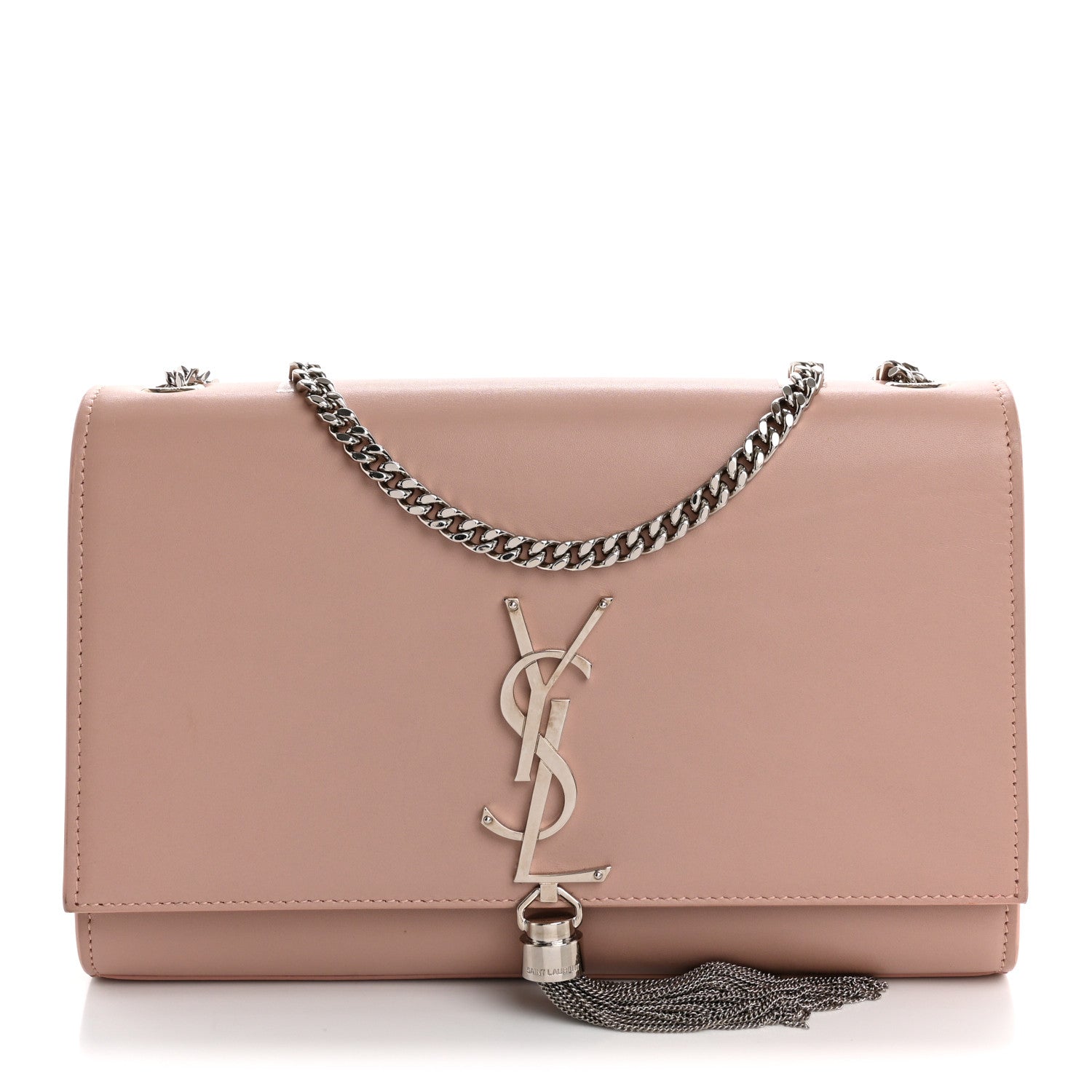 Smooth Calfskin Medium Classic Monogram Kate Tassel Satchel Pink