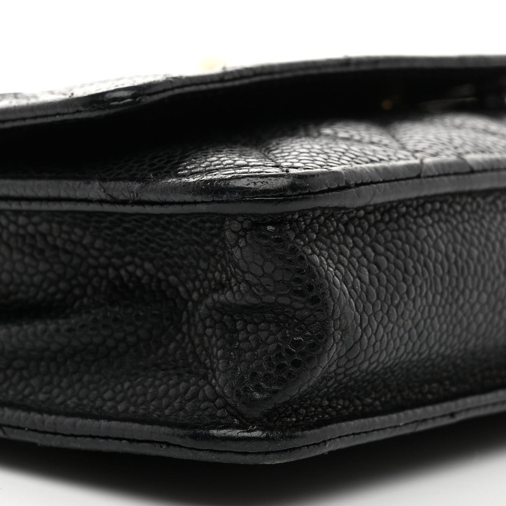 Caviar Quilted Wallet On Chain WOC Black
