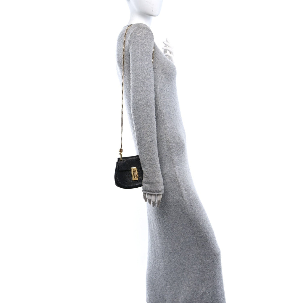 Grained Lambskin Nano Drew Shoulder Bag Black
