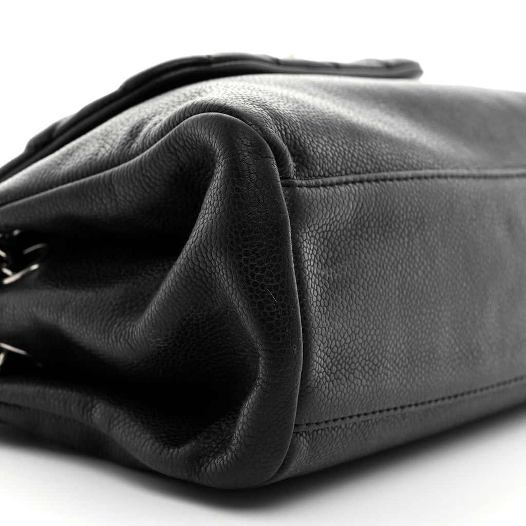 Caviar Quilted Accordion Mademoiselle Flap Black