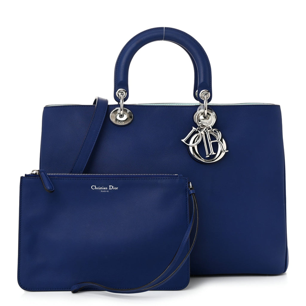 Smooth Calfskin Large Diorissimo Bag Navy Blue