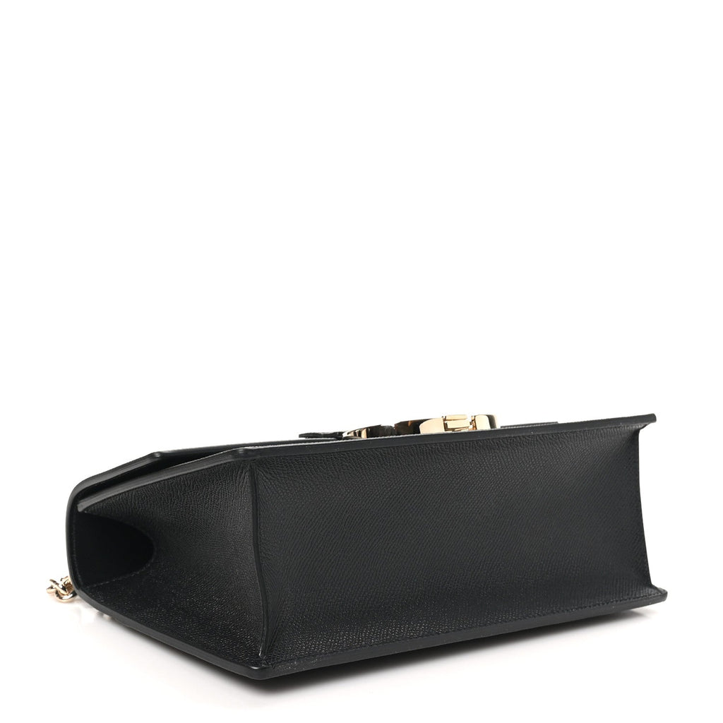 Grained Calfskin Embossed 30 Montaigne Chain Flap Bag Black