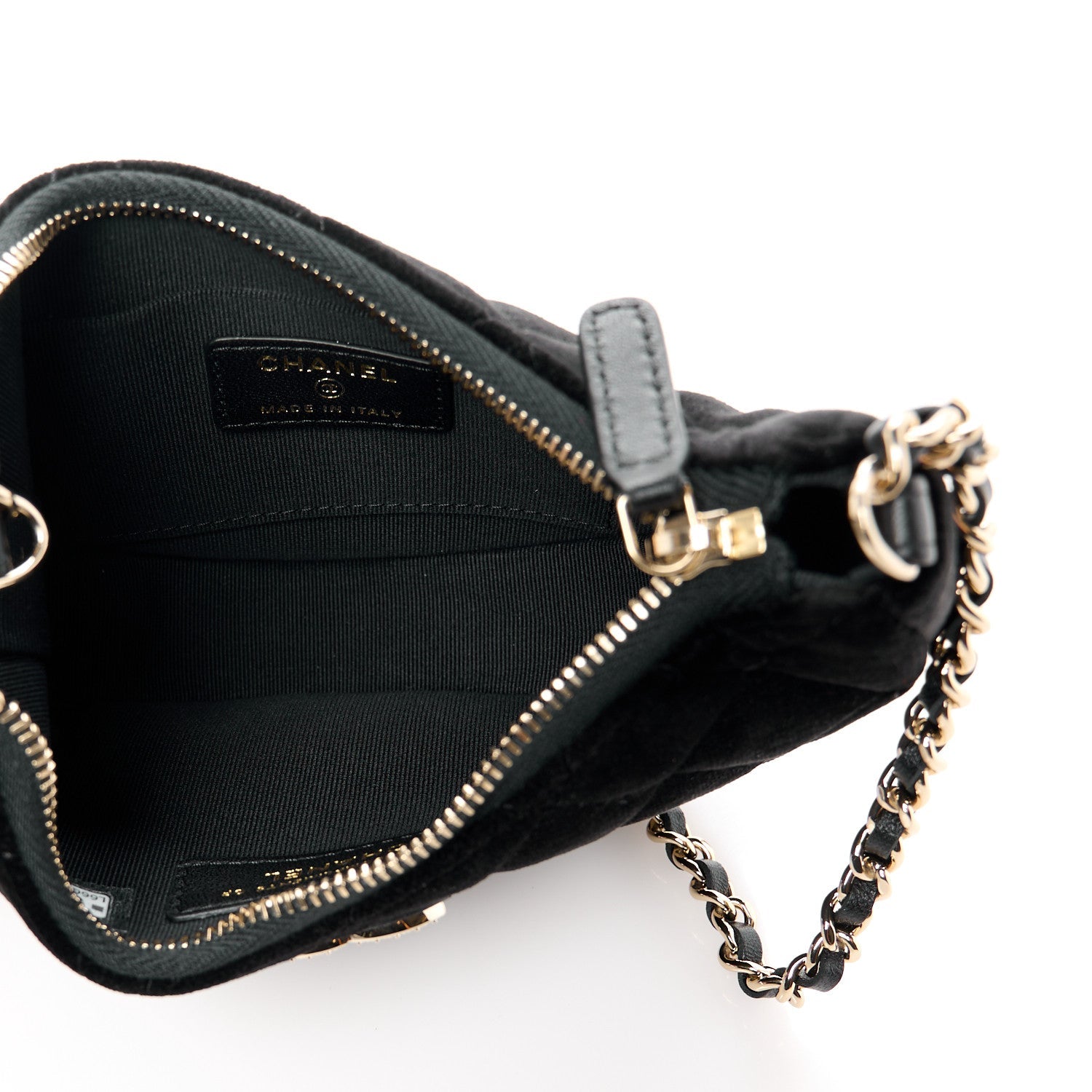 Velvet Crystal Quilted Chain Hobo Black