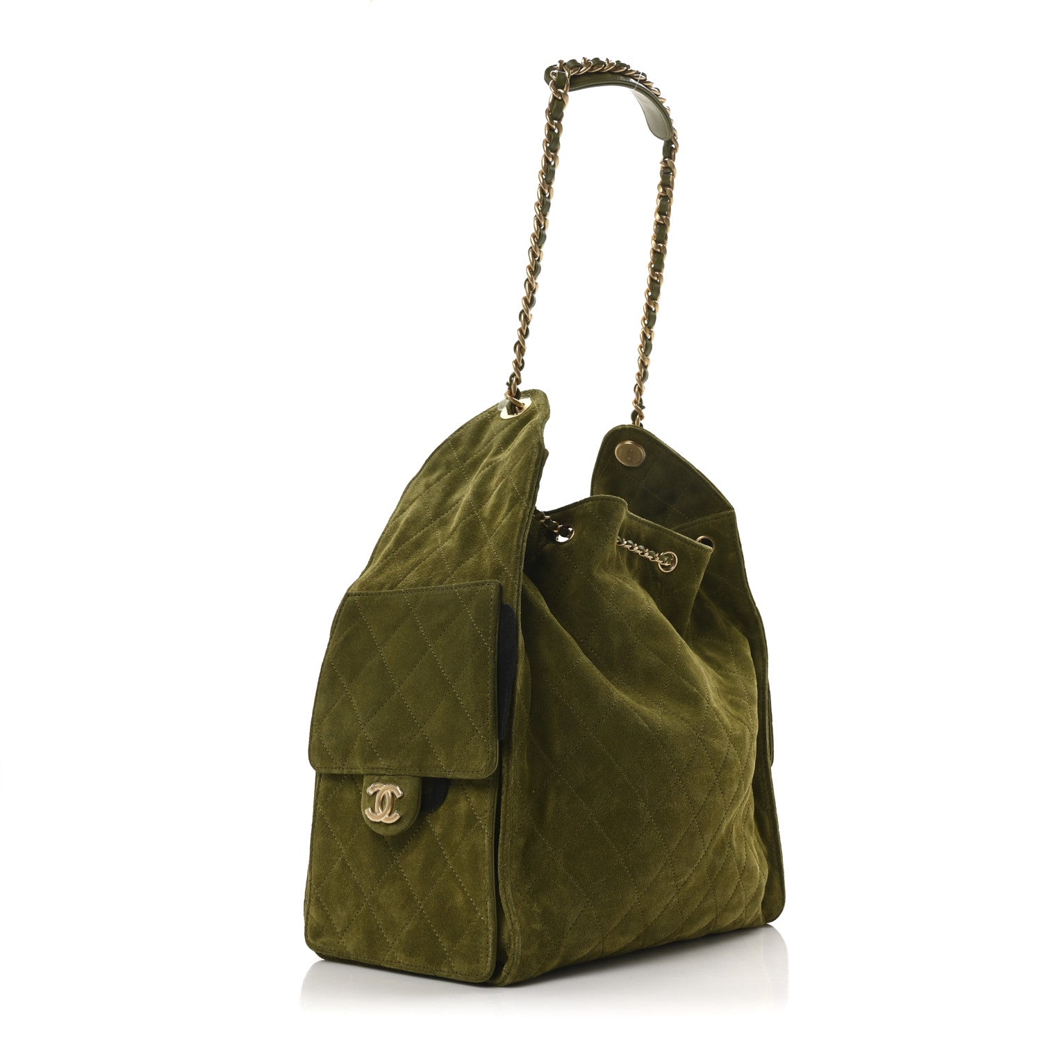 Suede Quilted Medium Chanel 25 Hobo Khaki