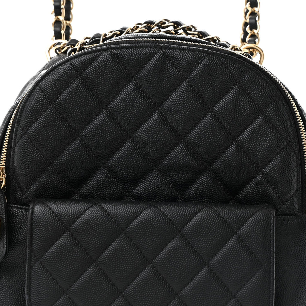 Caviar Quilted Medium Zip Around Backpack Black