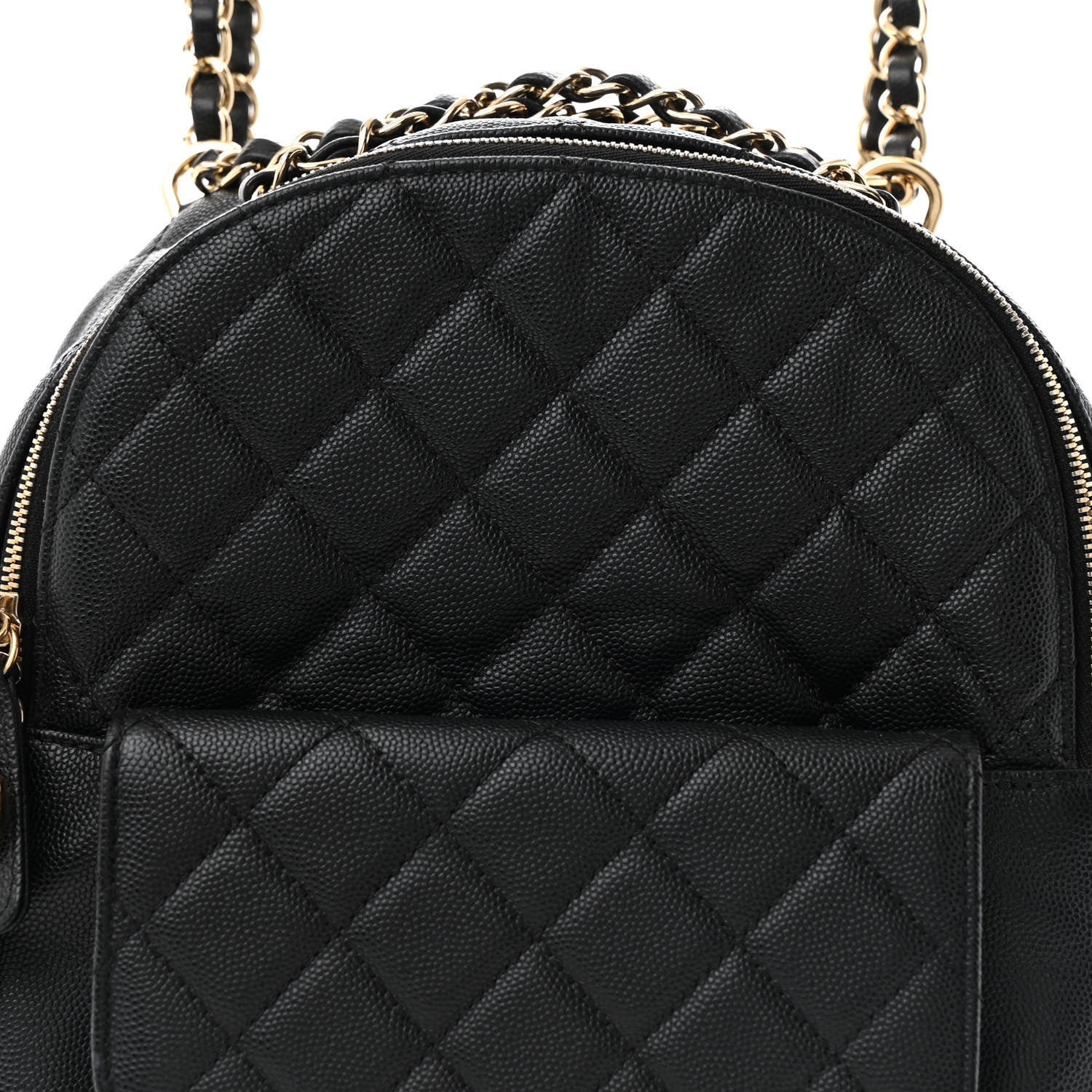 Caviar Quilted Medium Zip Around Backpack Black