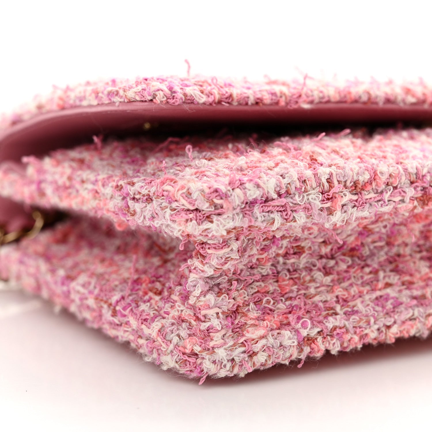 Tweed Quilted Wallet On Chain WOC Pink